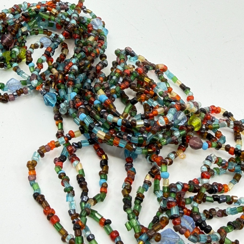 Multi-Strand Seed Bead Statement Lariat Necklace Boho Festival Jewelry Long - Picture 6 of 9